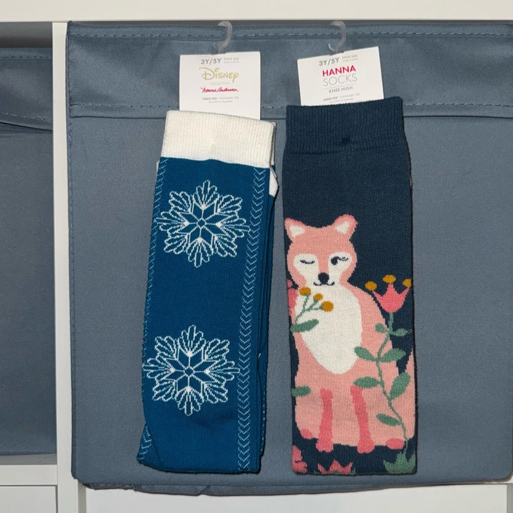 Hanna Andersson Fox Kids Forest Animal & Frozen Elsa Disney Socks knee high 3-5
